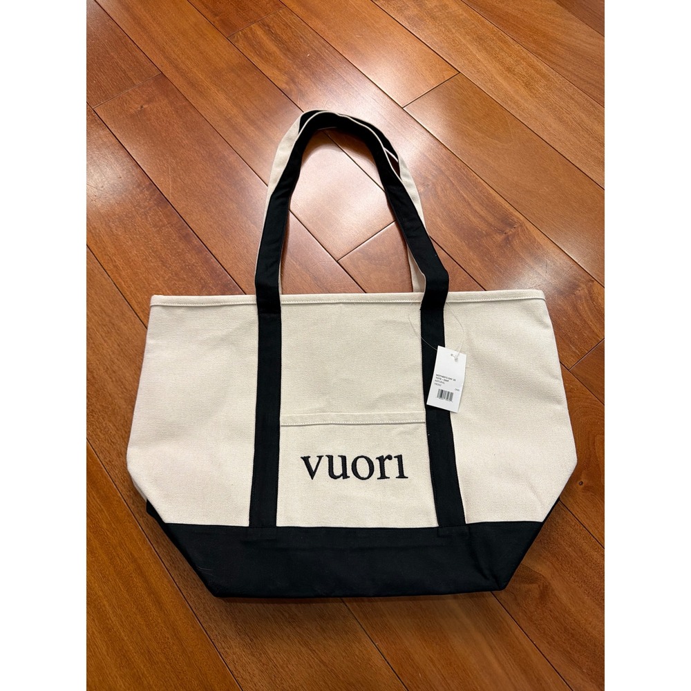 Vuori Canvas Tote Bag Womens Cream Black Mothers Day 2026 Large OS